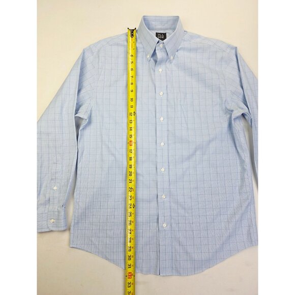 Jos. A. Bank Traditional Fit Sz 16-35 Mens Blue Check Traveler Button Down Shirt - Picture 7 of 8